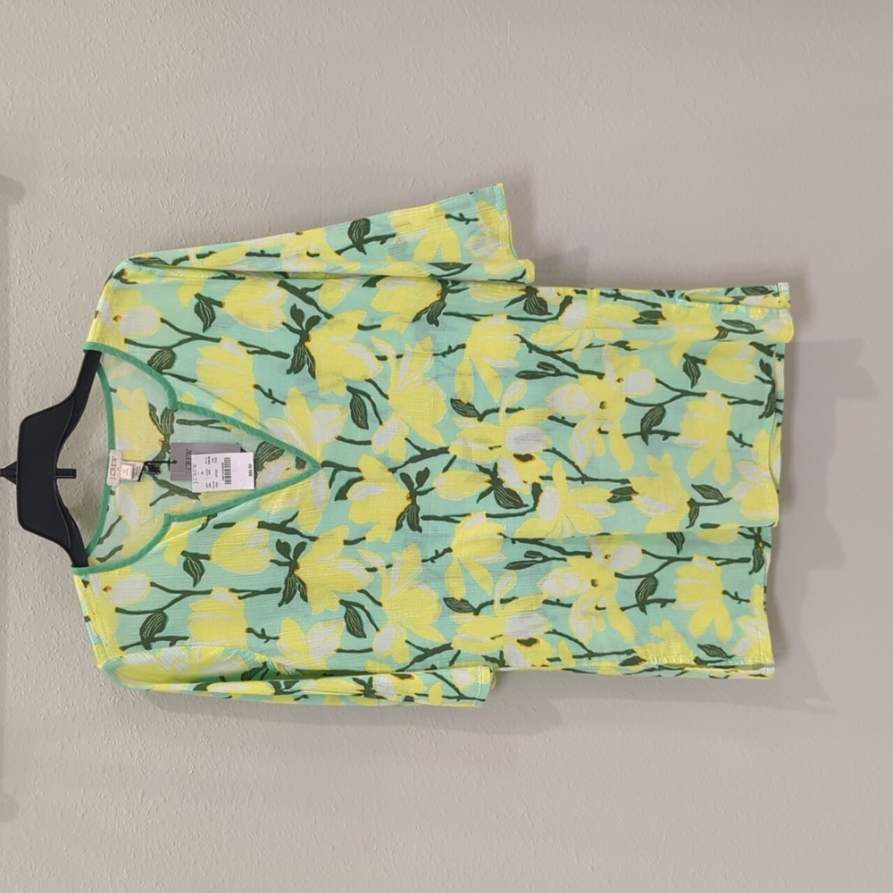 J crew cover up with bright yellow flowers